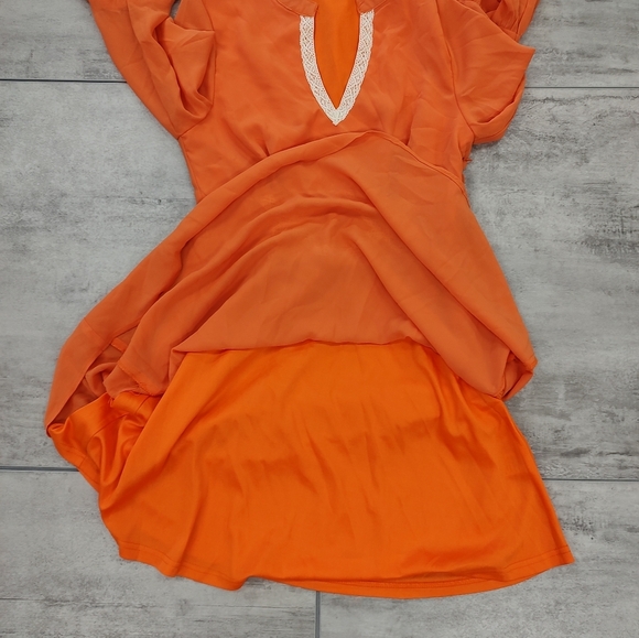 Love Riche Girls Orange Bell Sleeve Peasant V neck Midi Dress Juniors Medium - Picture 5 of 10